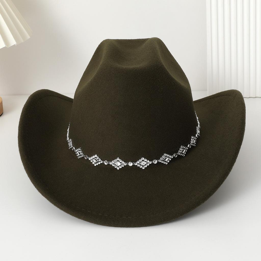 European and American rhombus sequined western cowboy top hat men's and women's casual top hat jazz hat