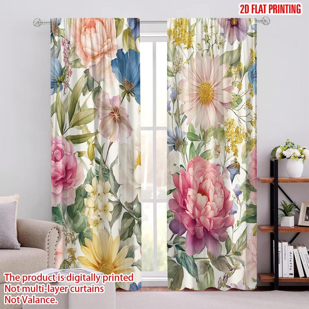 

2 шт., 2D печать на плоскости Креативные шторы Цветущий гобелен Универсальный 100% полиэстер (без удилища) Внутренние украшения Ldeal для 52.50 × 116.00 cm 2 pcs