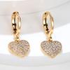 Luxury Female Love Heart Hoop Earrings Yellow Gold Color White Zircon Wedding  For Women