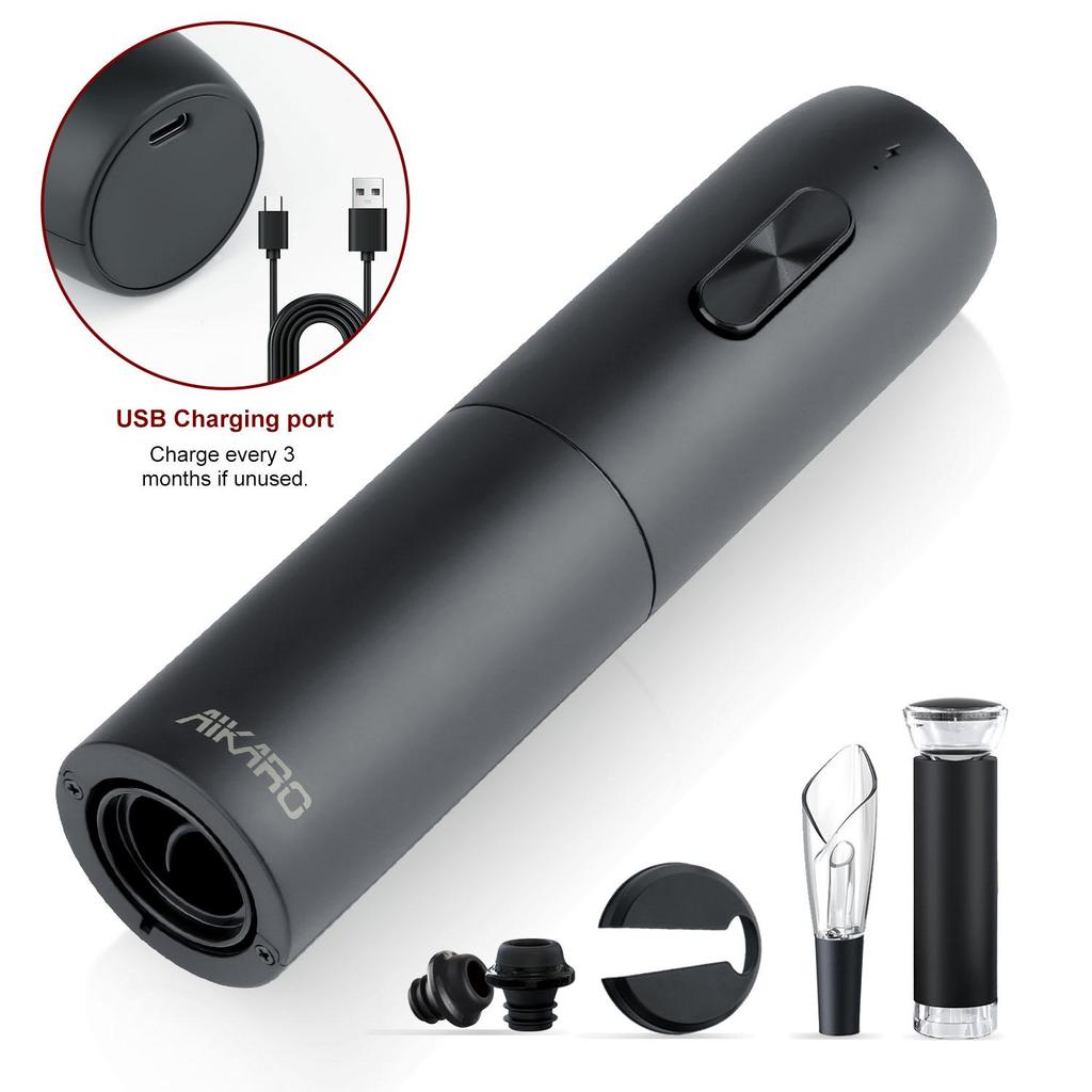 AIKARO - Electric Wine Bottle Opener Automatic Corkscrew, Rechargeable