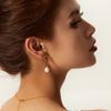  Delicate Freshwater Pearls Charm Metal Earrings for Women Exquisite Fashion Metal Texture Geometric Earrings Gift