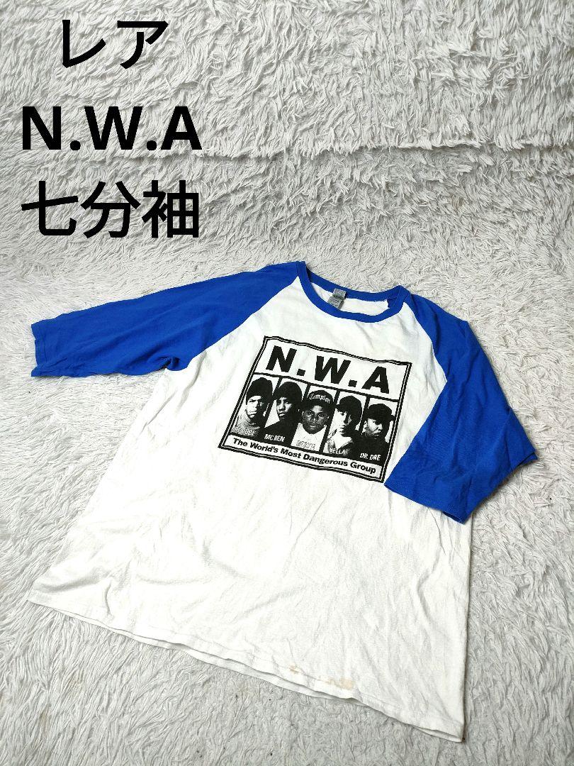 

[Б/У] Футболка с логотипом N.W.A, Сине-белая, Размер XL, Хип-хоп, Реглан, Рукав 3/4