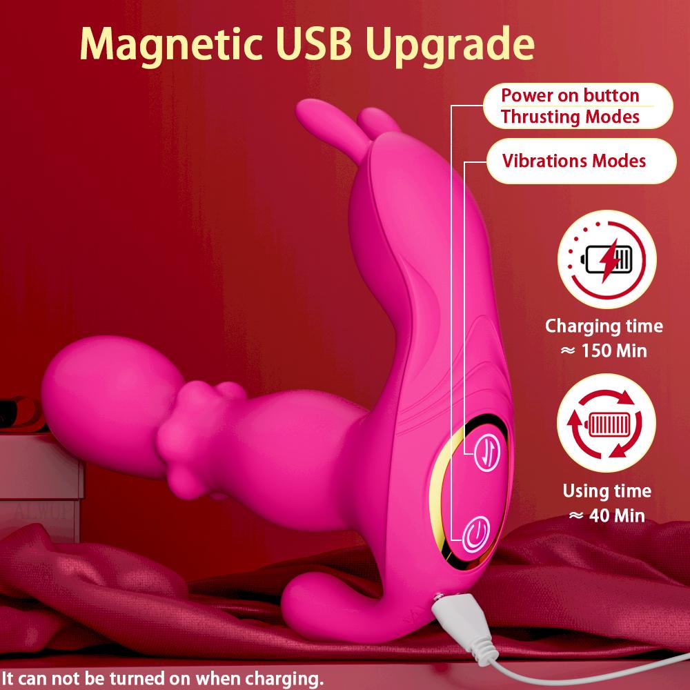 Jucării Sexuale Feminine, Vibrator Dildo Punct G Purtabil Controlat prin APP, 3-în-1 10 Moduri de Frecvență Ajustabile Stimulator Clitoral Fluture Jucării Sexuale pentru Adulți