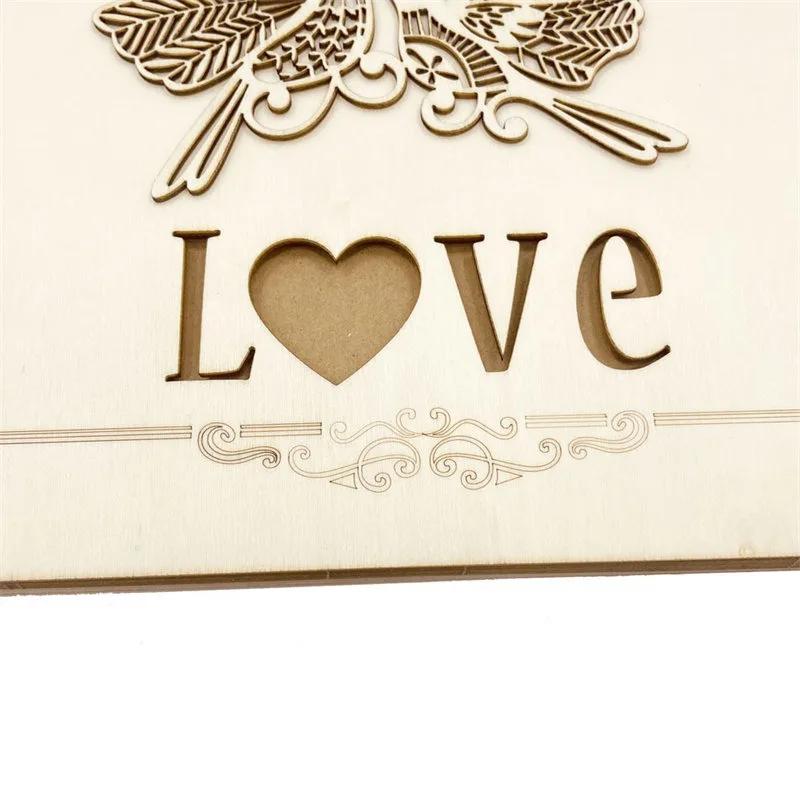 20/40 Page Wooden Wedding DIY Message Book Creative Signature Book MR&MRS Photo Album Wedding Decoration Supplies Sign-in Book