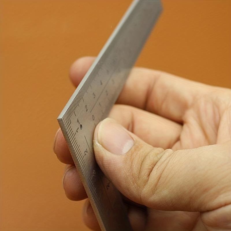 Mini Winkelmesser Edelstahl L-förmig Doppelseitig Hochpräzise Multifunktional Verdickt Winkelmessband für Kunstleder-Design