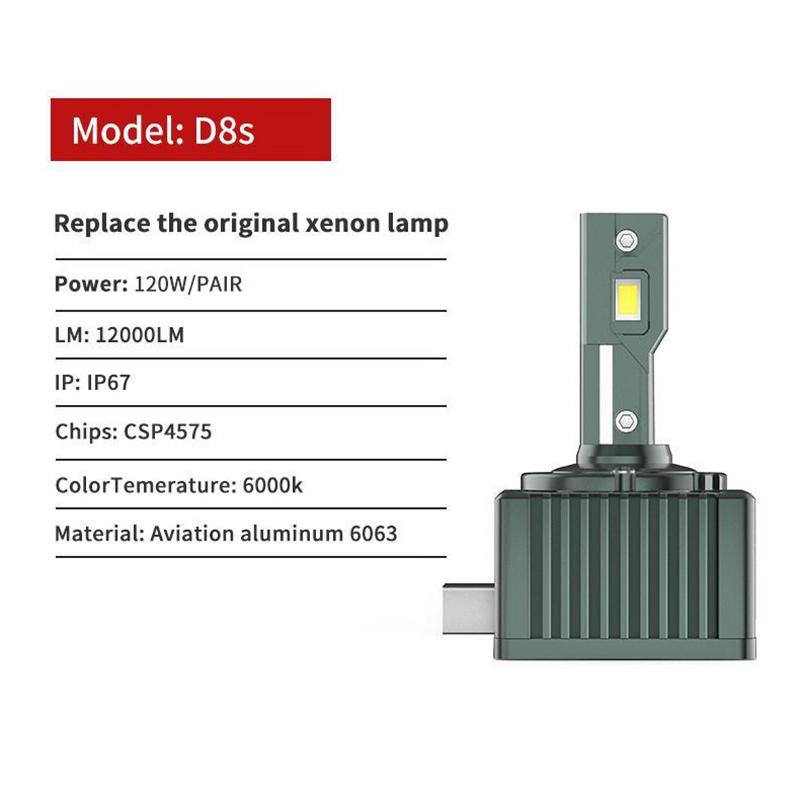 12000Lm D3S D1S Car Led Headlights Bulbs D2S D4S D8S Vehicles Head Light Auto Lamp 6000K Headlamp Diy Replacement