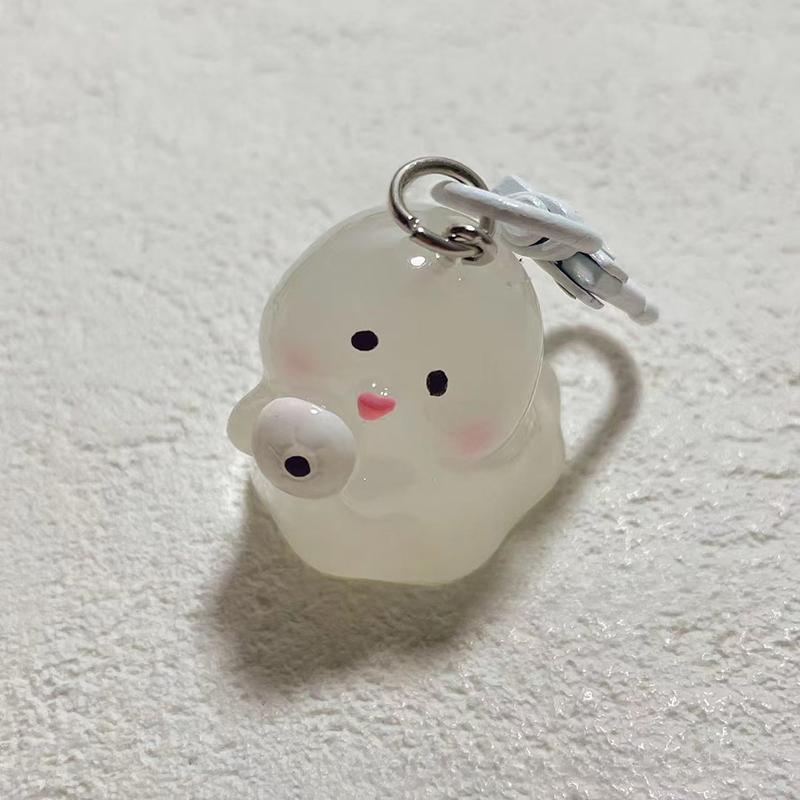 Cartoon Halloween Schlüsselanhänger Jelly Nachtlicht Geist Harz Desktop Deko Halloween Schlüsselanhänger Rucksack Requisiten Niedlich Mini Geist Geist