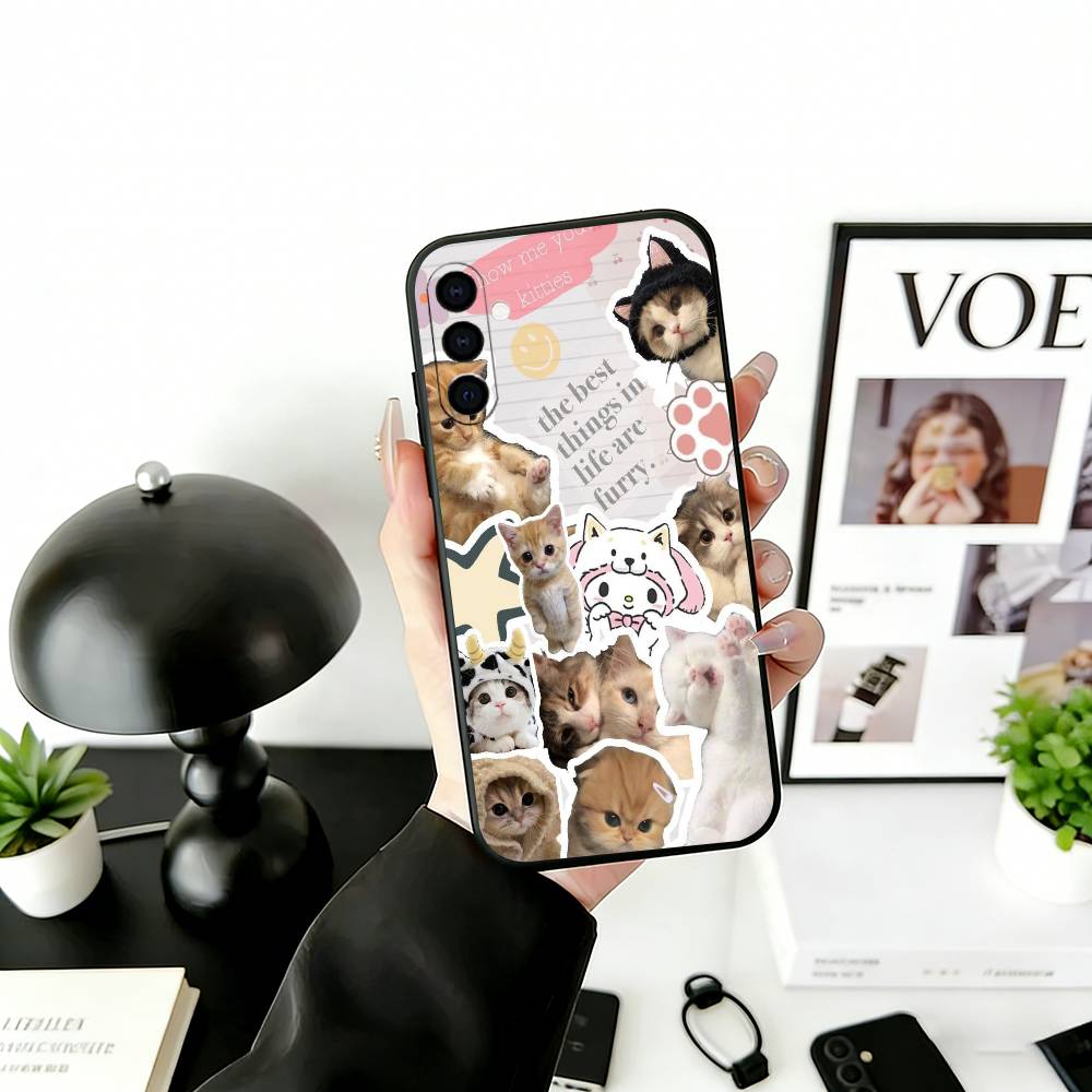 

C-Cat Phone Case For Samsung Galaxy A73,A72,A71,A70,A53,A52,A51,Soft Silicone Black Cover Samsung a52
