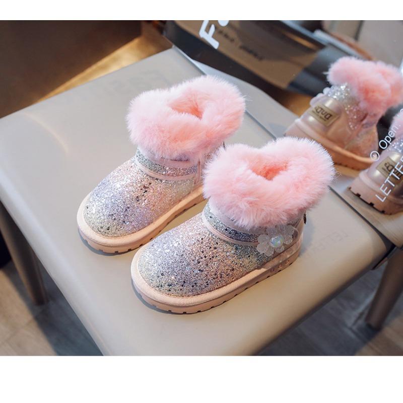 Kids Warm Fleece Lined Waterproof Winter Snow Ankle Boots For Boys And Girls