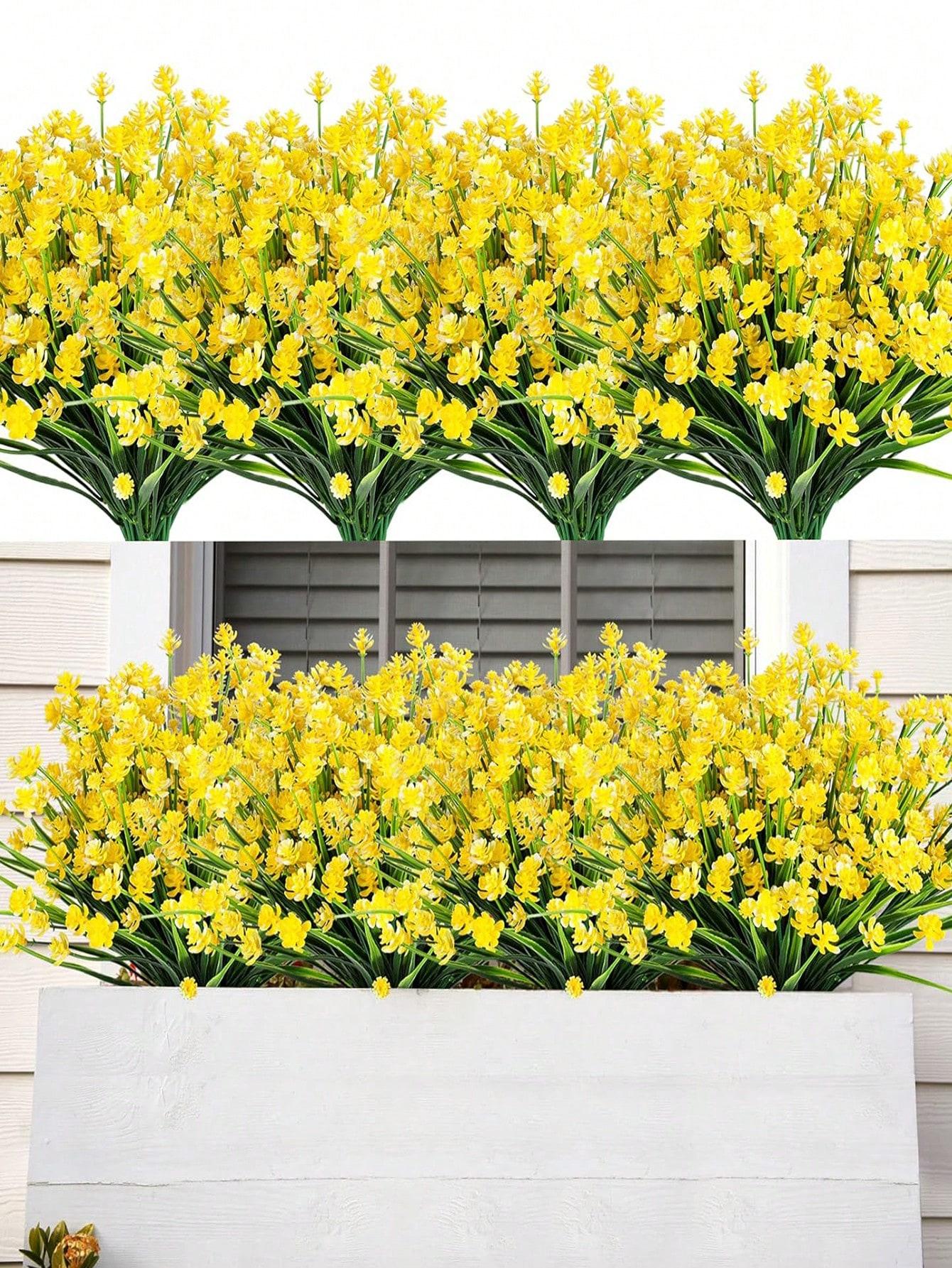 

1/2 Bunch Artificial Flowers, Uv-Resistant, Fading-Resistant, Plastic Potted Decorative Flower For Outdoor Garden Porch Window Box Decoration