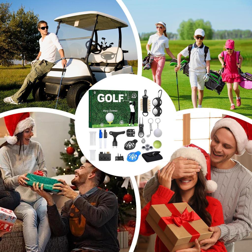 2025 Christmas Countdown Calendar 24 Days Golf Tool Kit Countdown Calendar Christmas Decoration With Balls, Tees, Ball Markers