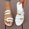 Ladies' Slope Heel Slippers Summer Color Blocked Fish Mouth Beach Shoes Large Size Sandals