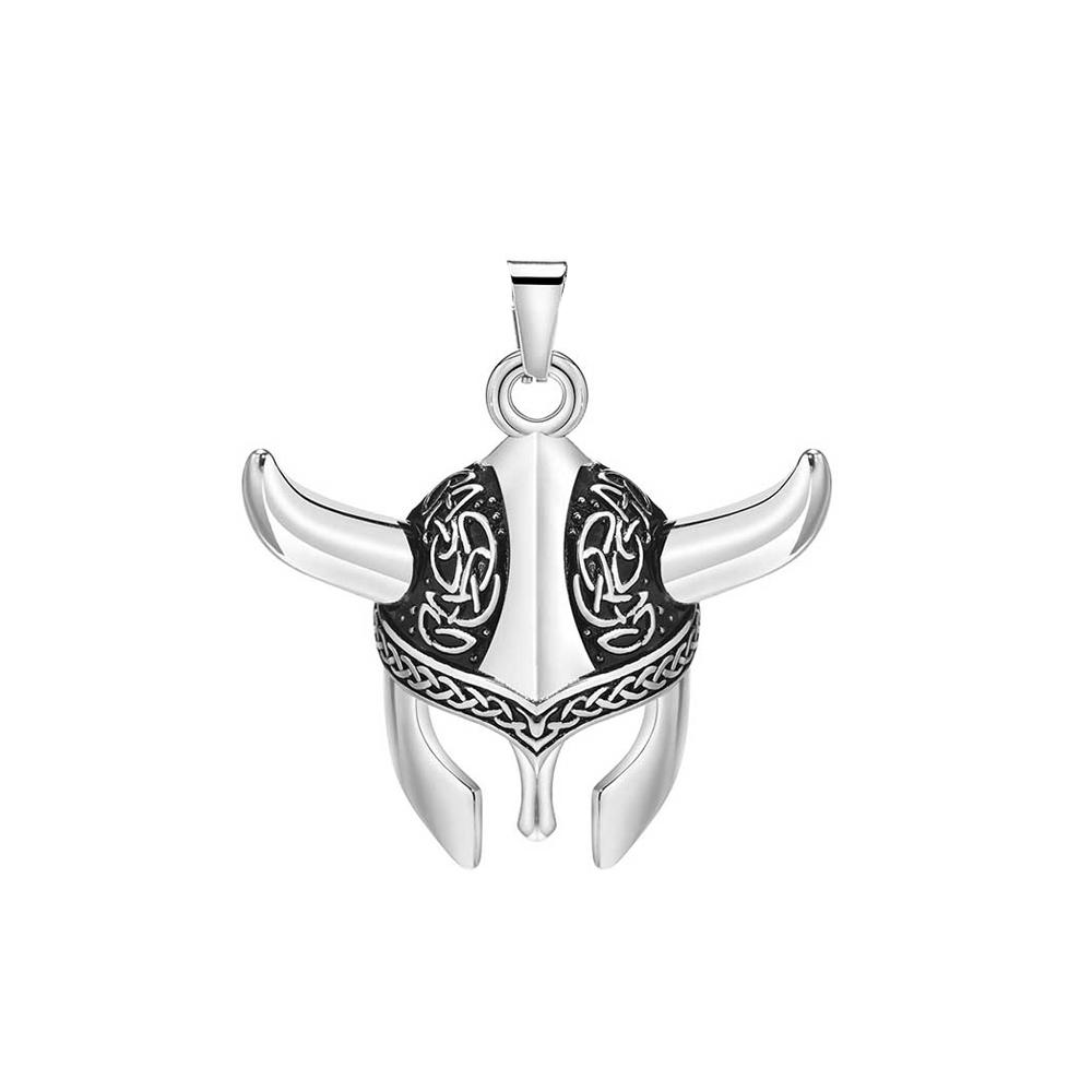 Vintage Helmet Mask Pendant for Men 316L Stainless Steel Nordic Celtic Knot Necklace Biker Amulet Jewelry Dropshipping