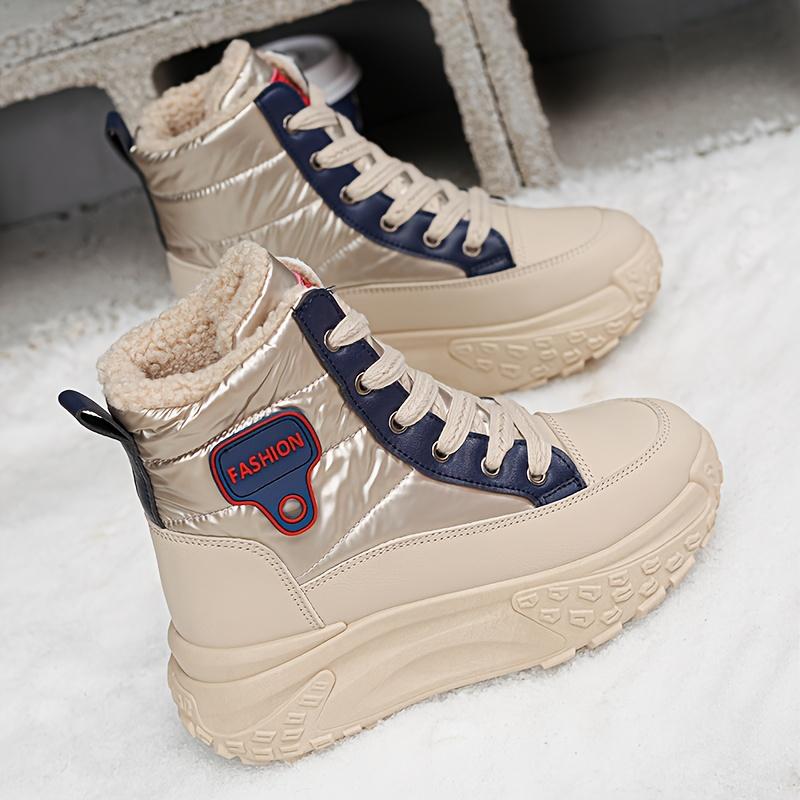Women's High-Top & Ankle-Length Winter Snow Boots Warm Faux Cover Upper Plush Lining & Non-Slip PVC Sole Versatile for Outdoor Lace-Up Boots