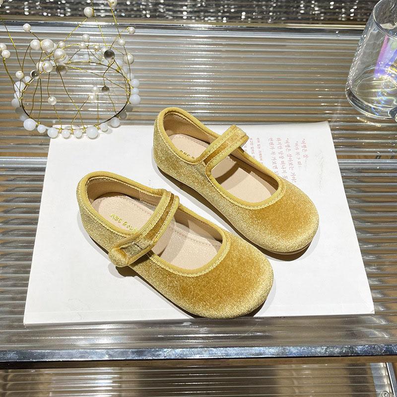 Pantofi Mary Jane din catifea Copii Fete Toamna Iarna Moda Velour Solid Princess Dressy Pantofi plati