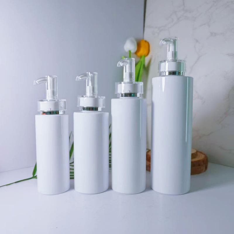 Spot PET 100ml~500ml Flat-Shoulder Plastic Bottle with Acrylic Pump Head, Refillable Lotion Bottle, 24-Tooth