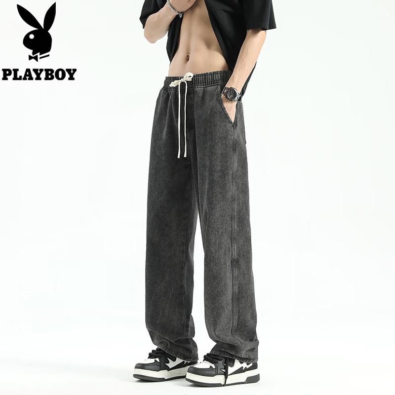 PLAYBOY Men s Washed American Retro Straight Leg Denim Jeans L