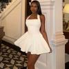 Elegantes einfarbiges Neckholder-Mini-Kleid Damen Hipster Sexy Wickelbrust Rückenfrei Skinny A-Linien-Kleider 2025 Sommer Party Clubwear