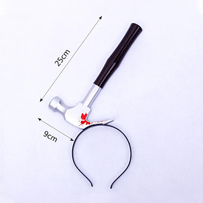 Halloween Headband Hair Accessory Prank Fake Head Axe Headband with Costume Parties 3D Sharp Kitchen Knife Head Hair Accessory