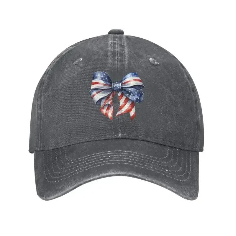 Custom Cotton 4th Of July Ribbon Baseball Cap Outdoor Women Men's Adjustable Dad Hat Summer