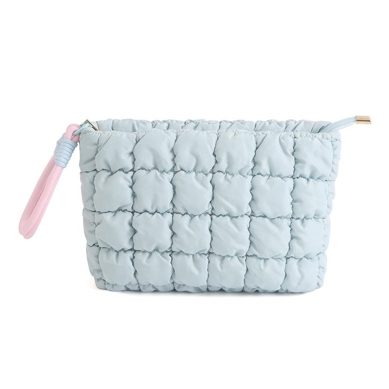 2024 Cloud Fresh Solid Color Pleated Makeup Bag: Versatile, Portable Clutch for Women