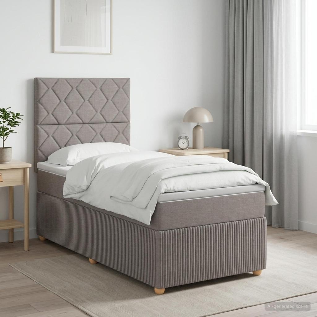 Box Spring Bed with Mattress and Headboard Taupe 80 X 200 Cm Fabric