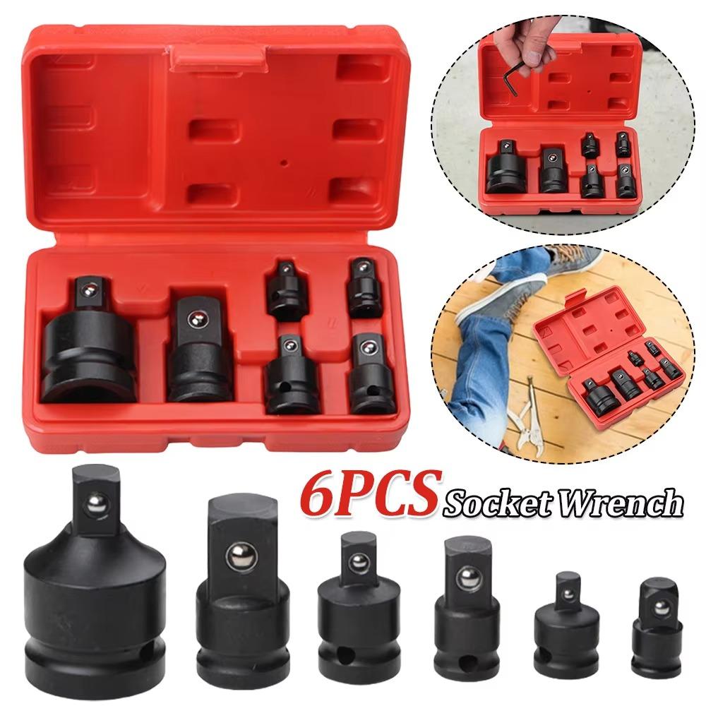 6Pcs/Set Heavy Socket Wrench Set Ratchet Breaker With Storage Box Pneumatic Sleeve Adapter 1/4 1/2 3/8 3/4 WrenchHand Tool Set