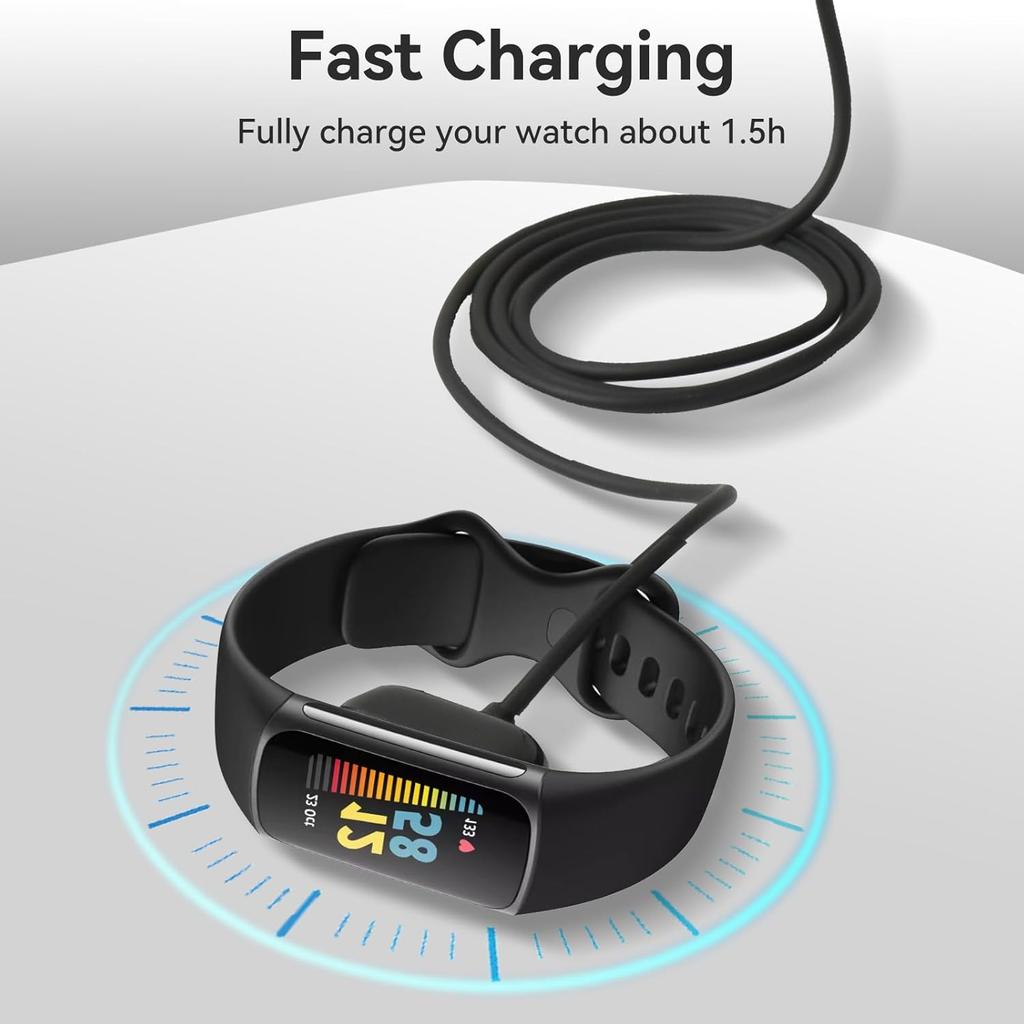 2 Pack for Fitbit Charge 5 / Charge 6 / Luxe USB Smartwatch Charger Replacement Charger