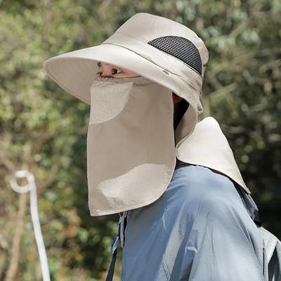 Sun Hat Summer Men Hats Outdoor Sun Protection Detachable with Large Brim Hiking Mask Fishing Outdoor Detachable Sun Beach Hat