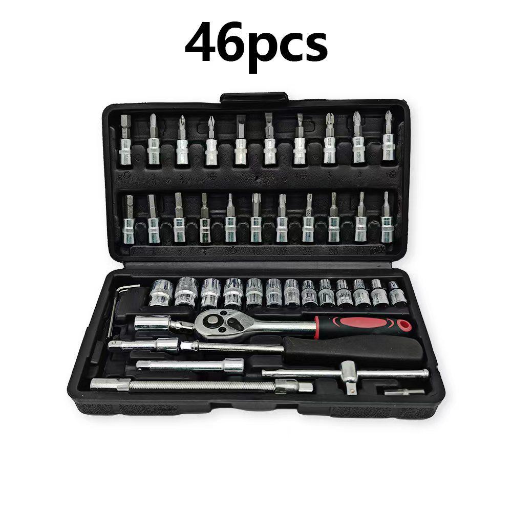 46-piece Cross-border Socket and Screwdriver Set with Small Ratchet Wrench for Household and Auto Repair