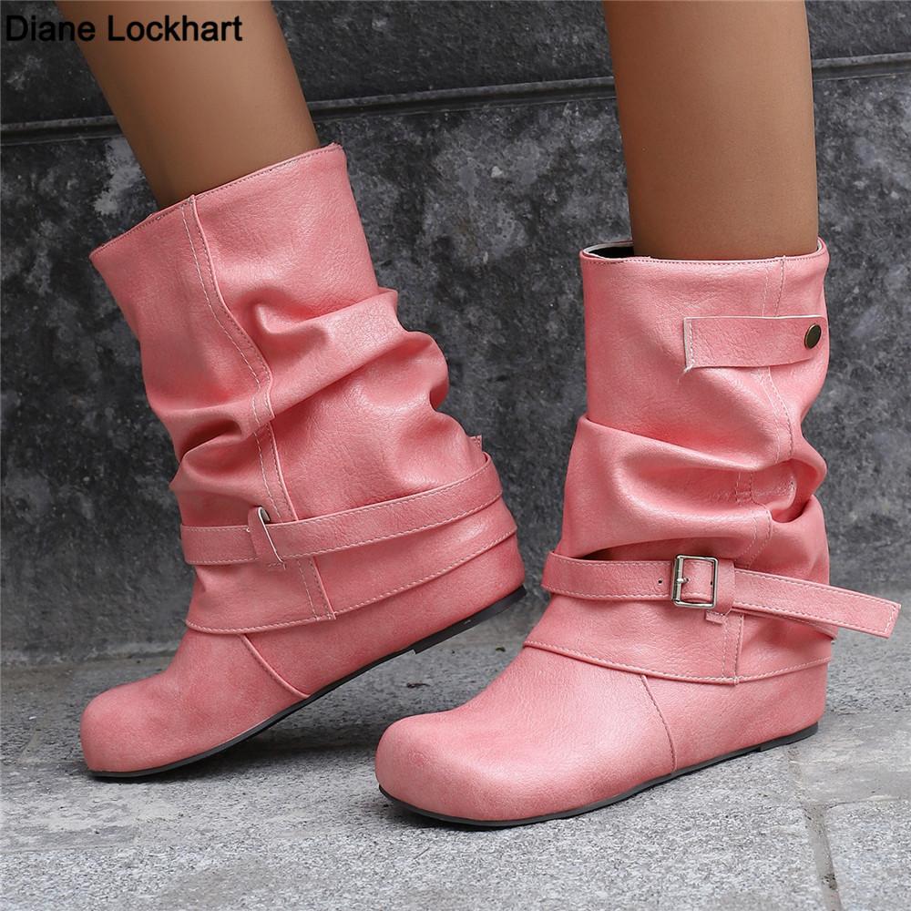 Fashion Western Cowgirl Boots Fashion New Comfortable Internal Height Women's Boots Trendy Versatile Slip On Buckle Women Short Boots