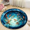 1pc Fish 3D Illusion Effect Pattern Round Rug, Non-slip Floor Mat for Living Room, Bedroom, Bathroom, Holiday Home Decoration