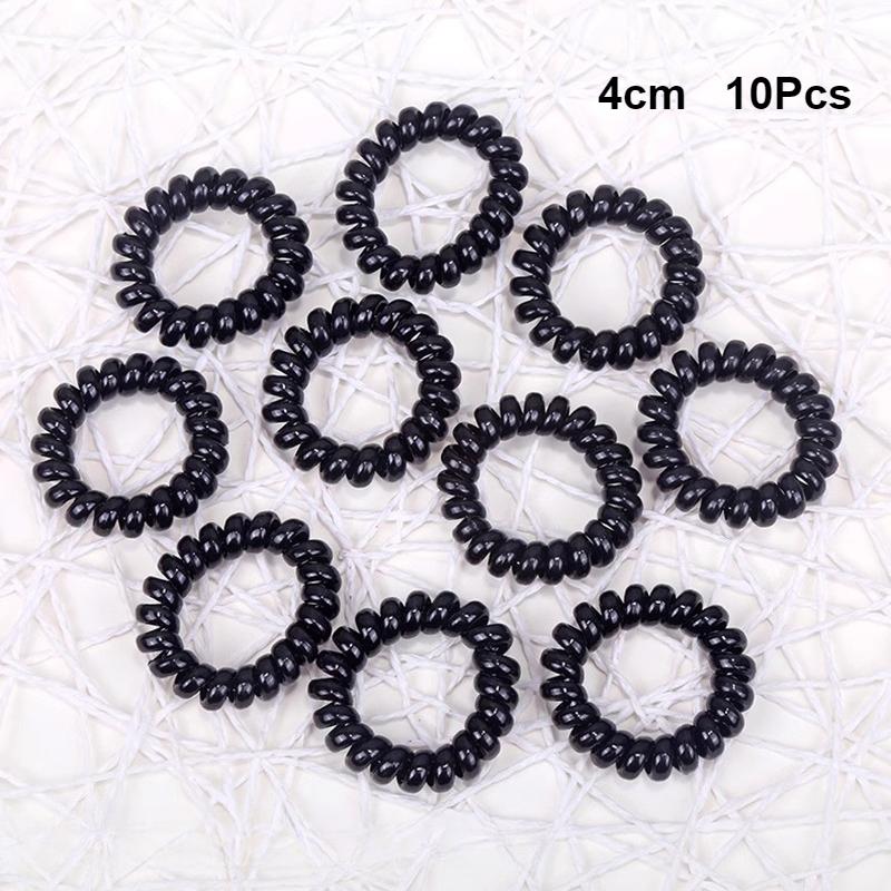 

10 шт./набор Маленькие резинки для волос в виде телефонного шнура для девочек, эластичные резинки для волос, детские резинки для хвостиков, резинки для волос, аксессуары для волос, подарки 3-5 см Черные