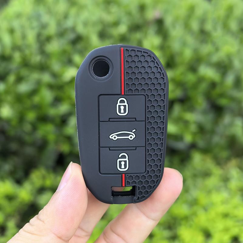 

2026 NEW Silicone Flip Key Fob Cover For Peugeot 208 2008 301 308 3008 RCZ 508 408 2008 307 Case For Citroen C3 C4 Berlingo чёрный