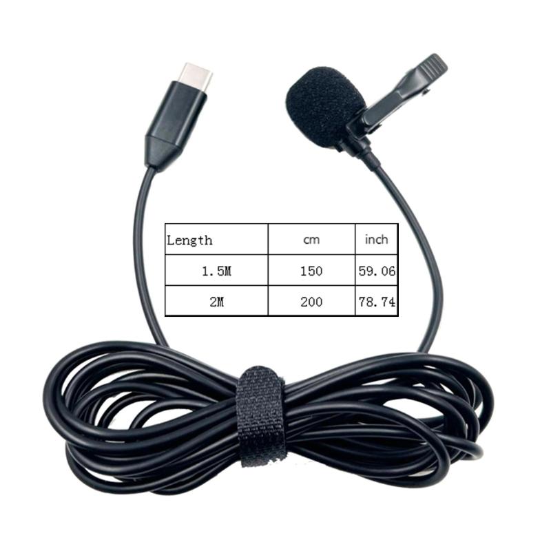 Type C External Lapel Mic High Sensitivity USB C Lavalier Microphone Distortion Frees Sound Suitable for Phone 15 Series