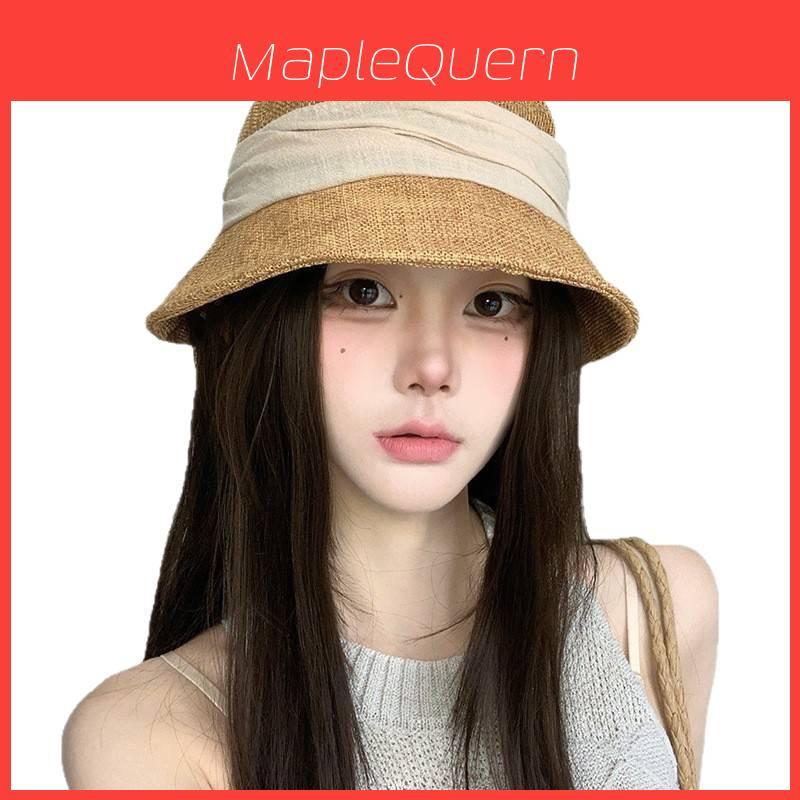 Vintage Cotton Linen Fisherman Hat With Wide Brim Sun Protection For Women Summer Casual Wear