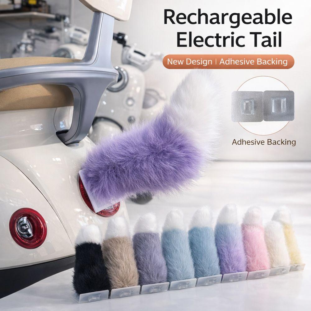 High Quality Fluffy Remote Control Electric Bicycle Tail Rechargeable Versatile Car Wagging Moving Tail Realistic Self-adhesive