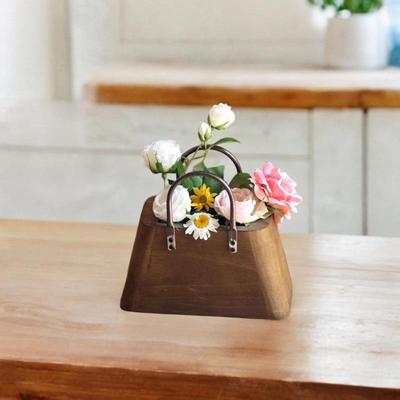 Wooden Purse Vase Planter Handbag Shape for Potted Plants Farmhouse Vintage Rustic Plant Pot