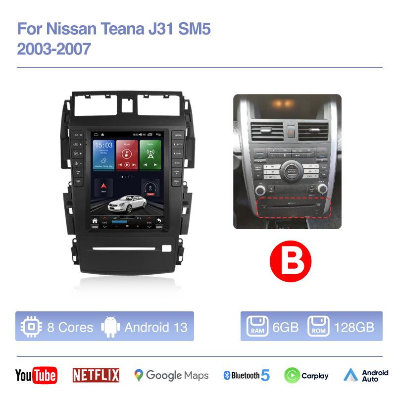 10.4inch Car Radio Multimedia Player GPS Navigation Android13 Auto For Nissan Teana J31 SM5 2003-2007 Carplay 8+256G 4G Car CD