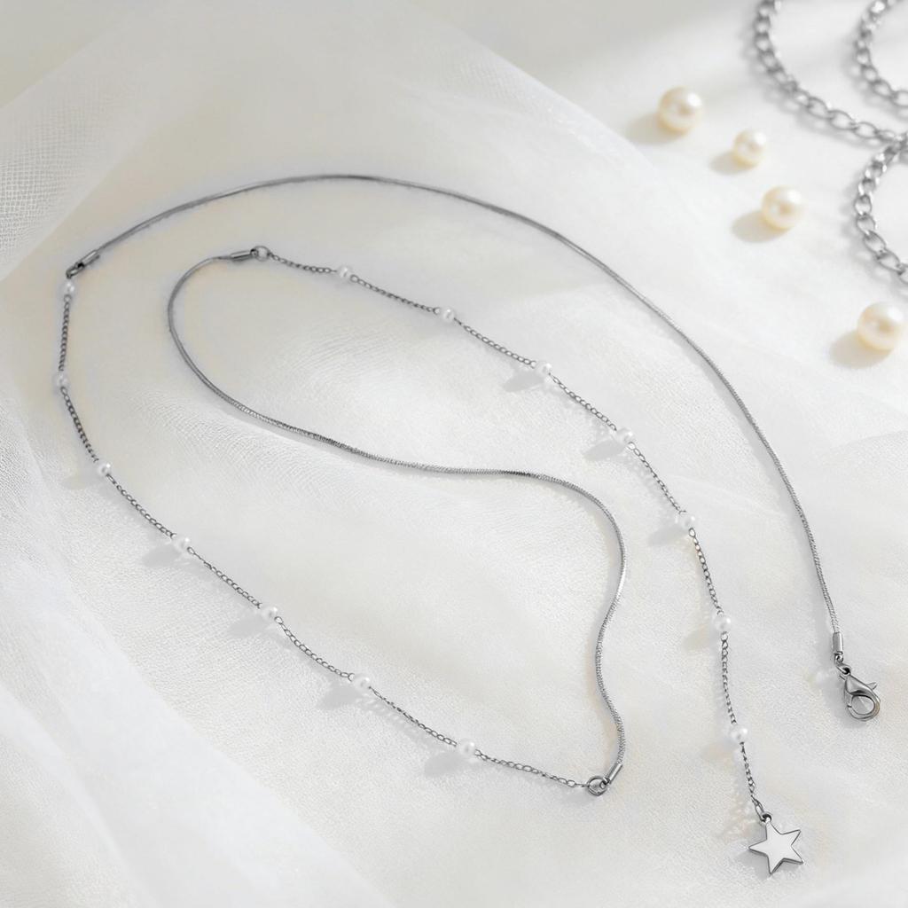 European and American Faux Pearl Geometric Necklace - Versatile Summer Jewelry for Women
