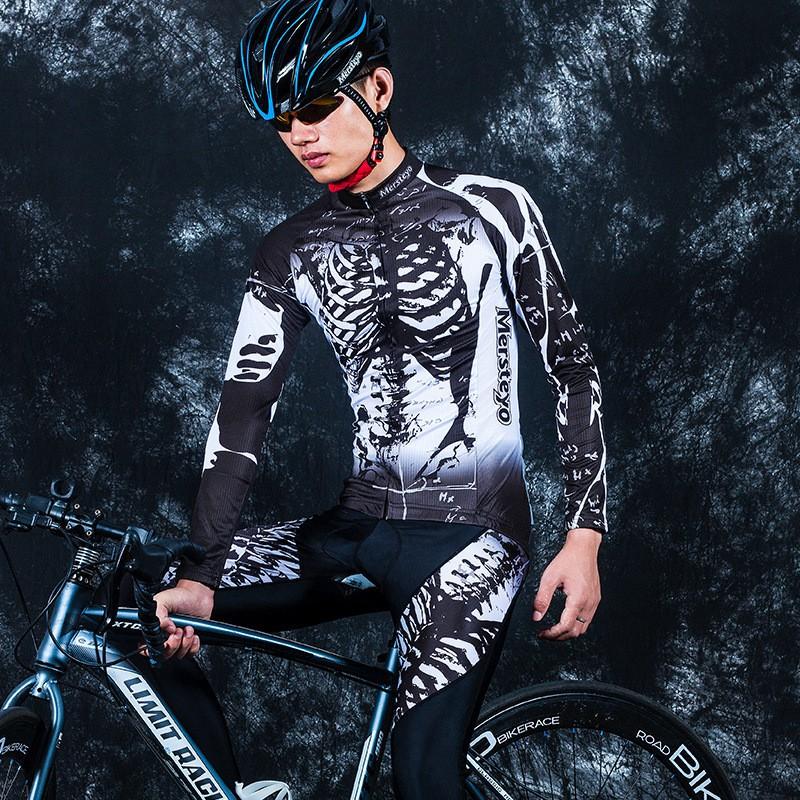 Mens Cycling Jersey Shorts Set Long Sleeve Bike Apparel Mountain Road Biking