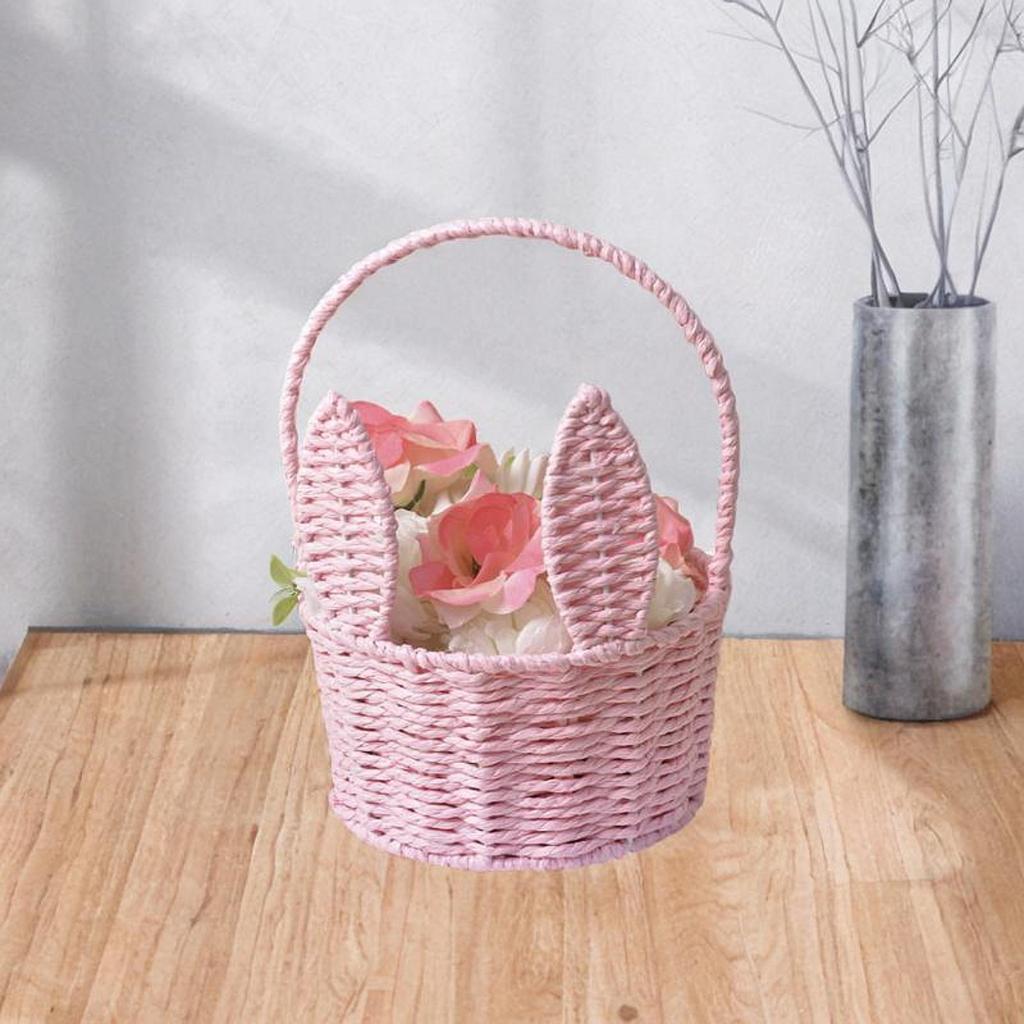 Koszyk Zajączka Wielkanocnego Organizer na drobiazgi Kosz z tkanych kwiatów Koszyk piknikowy Koszyk wielkanocny