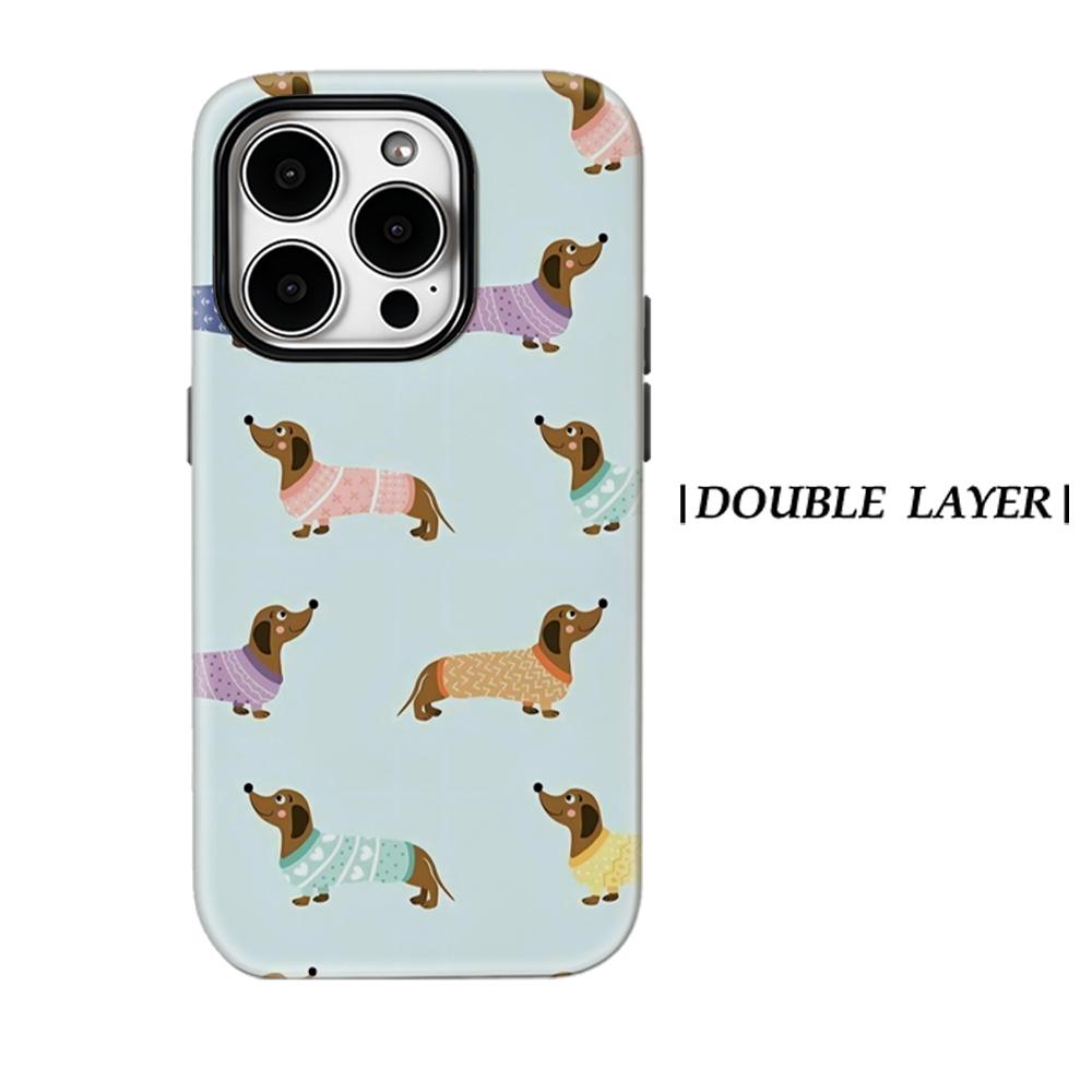 Sweater Dachshund Phone Case for IPhone 17AIR 16E 16 15 14 13 12 11 17 Pro Max Plus Double-layer Back Cover