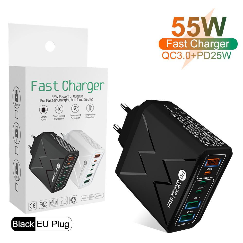65W PD Fast Charger QC3.0, Compatible with Phones and Tablets, EU Standard.