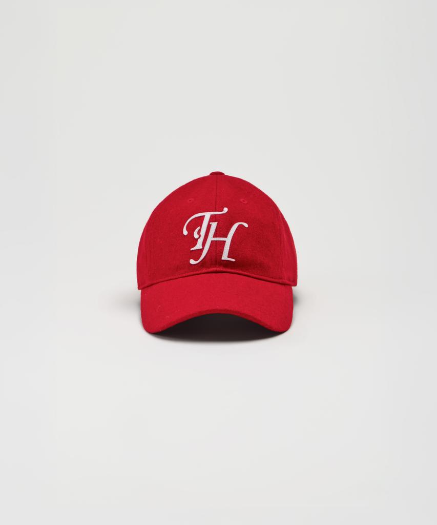 Teulaepighamoni Wool Blend Th Applique Logo Deep-Fit Ballcap_Red