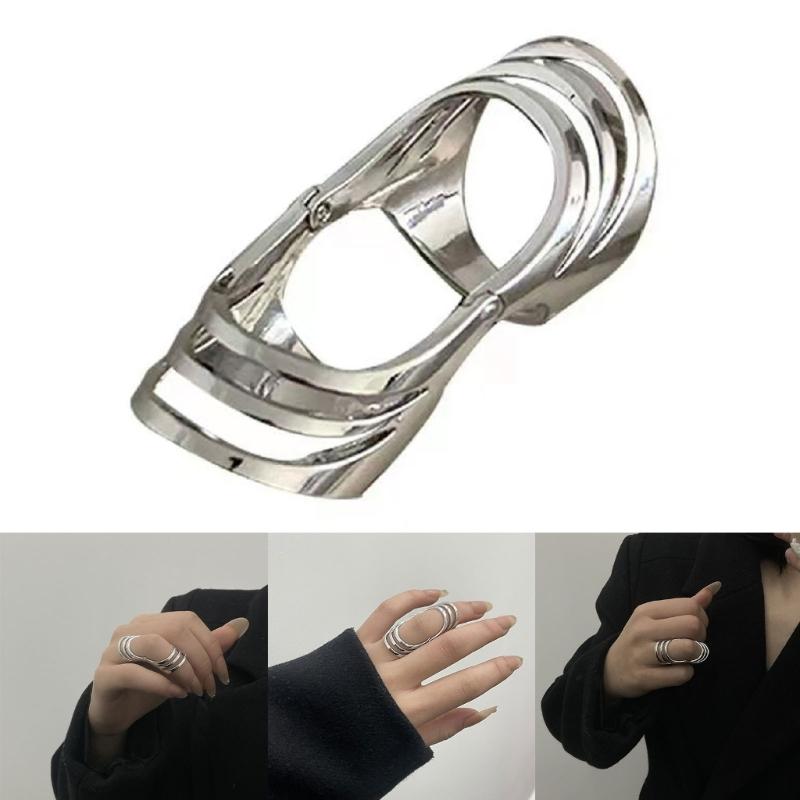 Index Finger Knuckle Ring Retro Bendable Chunky Ring Gothic Statement Joint Ring