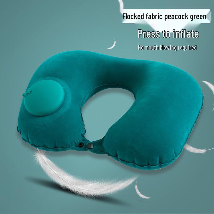 Press-Type Inflatable U-Shaped Neck Pillow for Travel and Office - Creative and Portable Neck Support Pillow