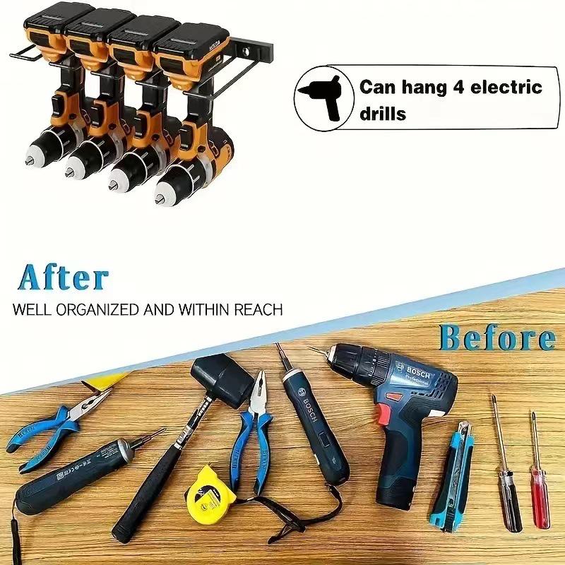 Wall-Mounted Metal Power Tool Storage Rack for Garage - Practical Organizer