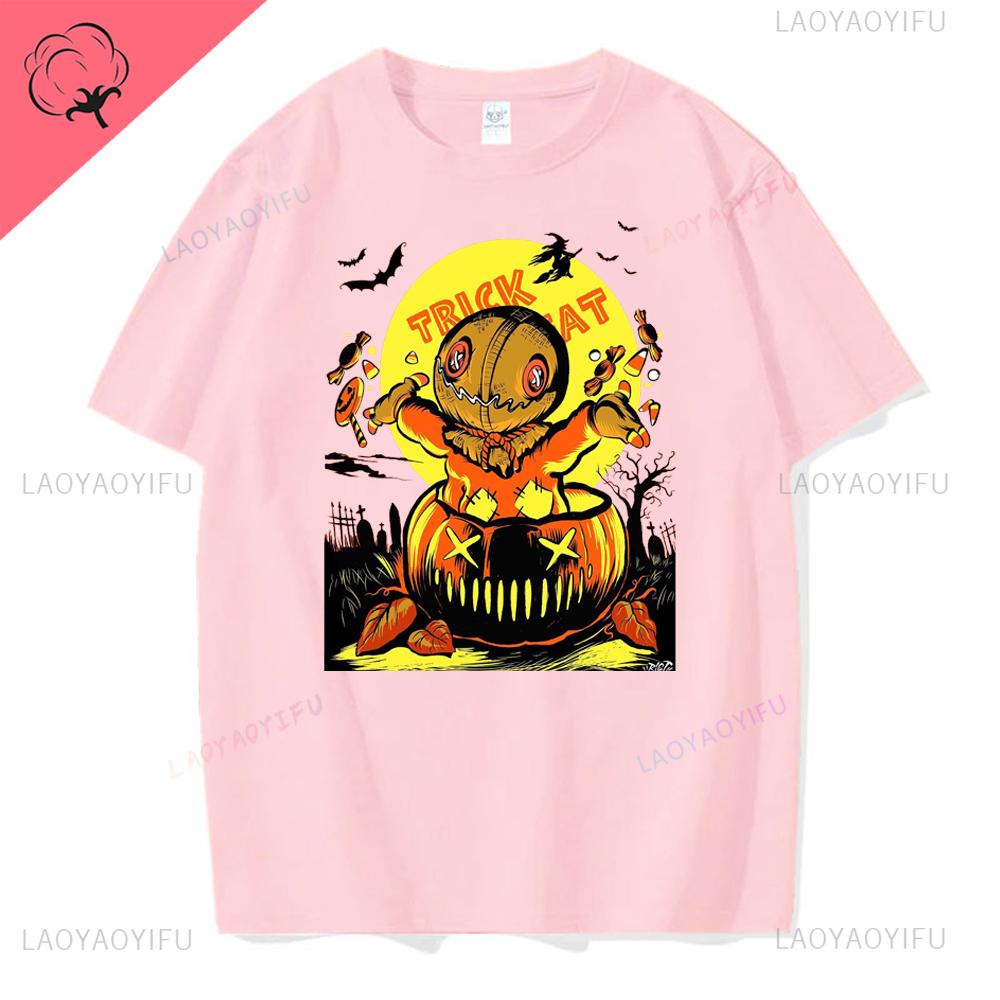 

Retro Halloween Pumpkin Cotton T-shirt Men Women Autumn Spooky Season Holiday Top Tee Shirt Funny Halloween Party Tshirt 4XL
