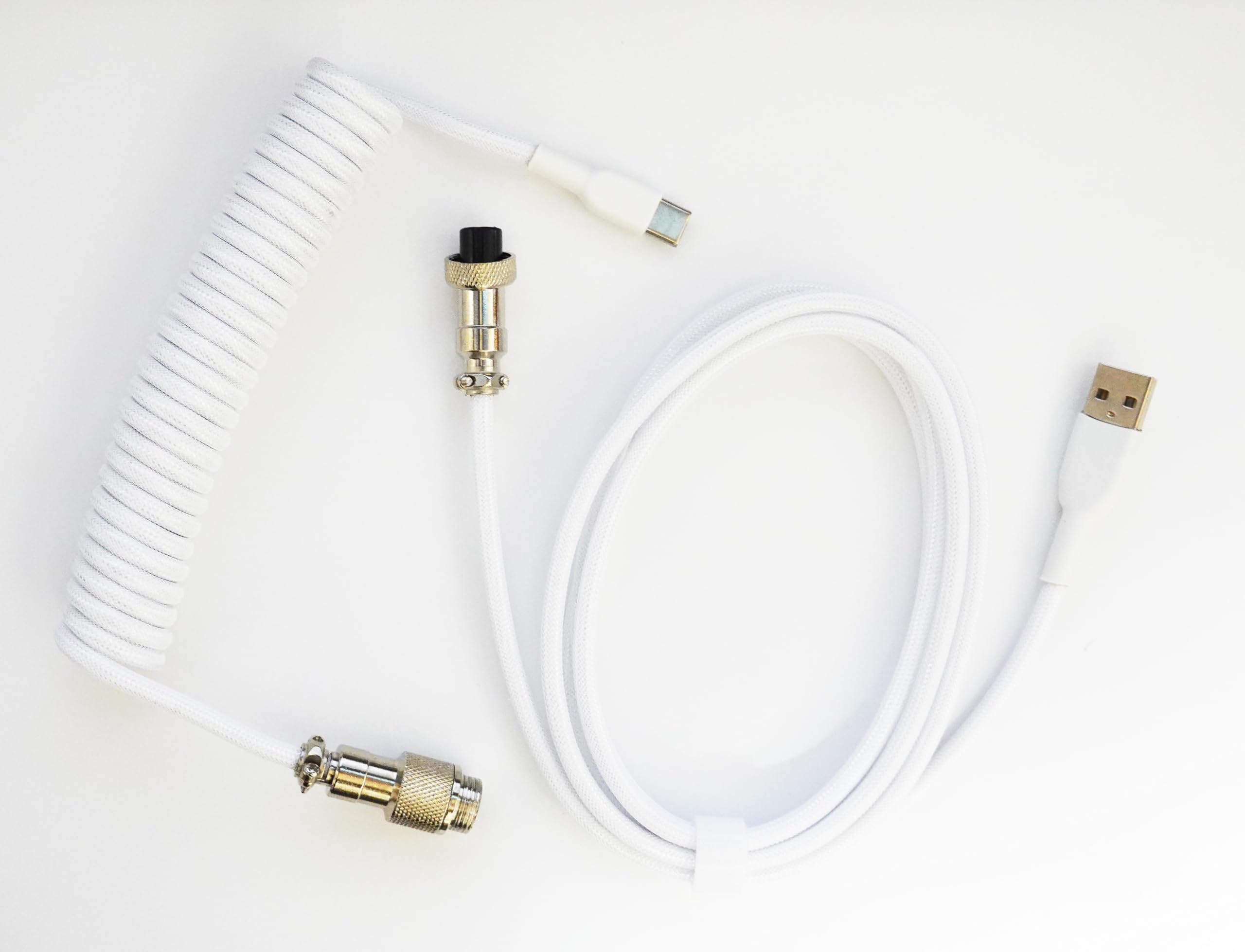 

LAMBDA USB Custom Coiled Cable for Mechanical Aviator to Keyboards, Connector, 1.5M USB-C USB-A (White)